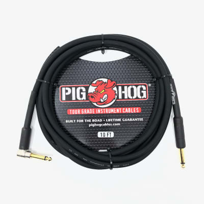 Pig Hog 10ft 1/4" Right angle Instrument Cable