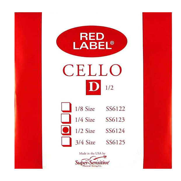 Super Sensitive Red Label 6124 Cello D String, 1/2 image 1