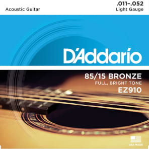 D'Addario EZ910 85/15 Bronze Acoustic Guitar Strings Light 11-52