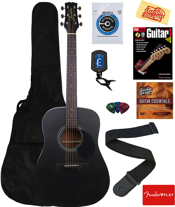 Jasmine S35 Dreadnought Acoustic Guitar - Matte Black w/ Gig