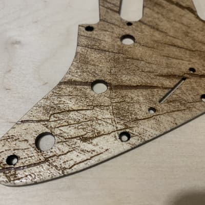 US made end grain crack rustic look laser engraved wood pickguard for Stratocaster image 3