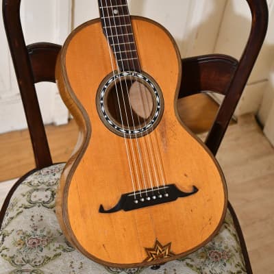 ✴️ Video Included – Antique 1930s German Romantic Parlor Guitar – Great Condition and Sound for sale