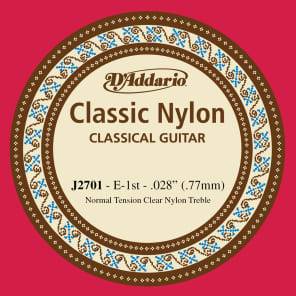 D'Addario J2701 Student Nylon Classical Guitar Single String Normal Tension First String