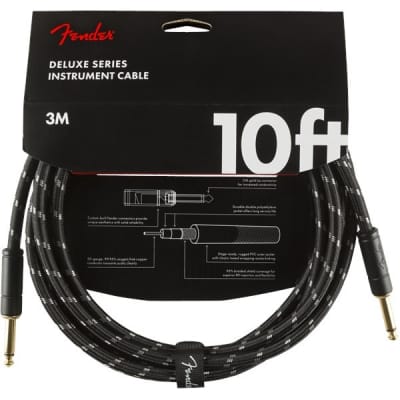 Fender Deluxe Instrument Cable, 3m/10ft, Black Tweed for sale