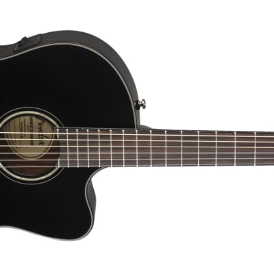 Fender CN-140SCE Nylon Thinline Classical Guitar Black w/Case image 3