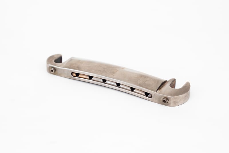 Wrap-Around Compensated Tailpiece, 1953 - 1960 Gibson Replacement Bridge  “Stud Finder” (Aged Nickel)