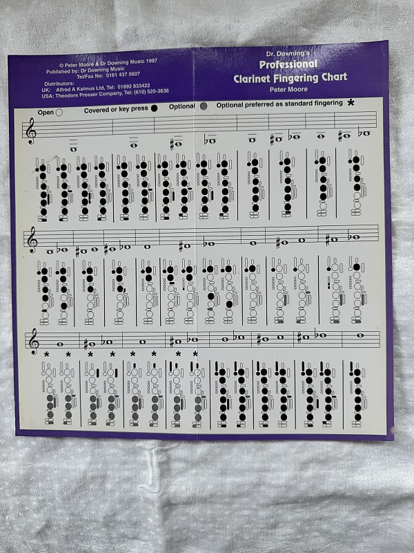 Dr. Downing Professional Clarinet Fingering Chart-Peter Moore | Reverb