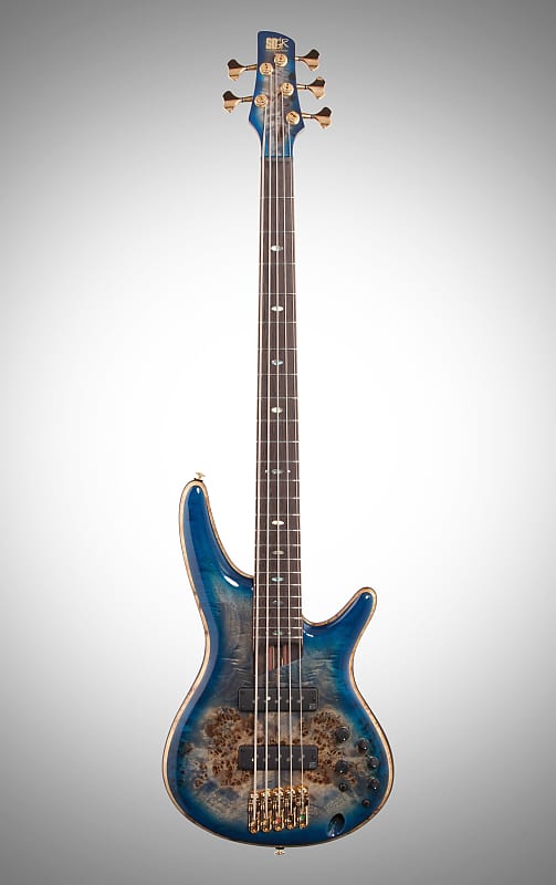 Ibanez SR2605 Premium Electric Bass, 5-String (with Gig Bag), Cerulean Blue  Burst, Blemished