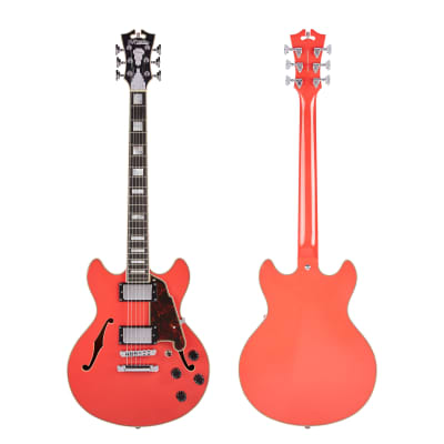 D'Angelico 6 String Semi-Hollow-Body Electric Guitar, Fiesta Red, DAPMINIDCFRCSCB image 3