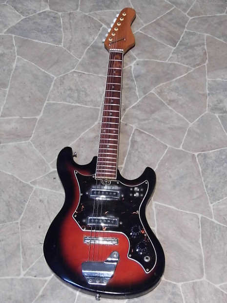 vintage redburst TEISCO Electric guitar surf beat Hertiecaster Mij Japan 1960s image 1