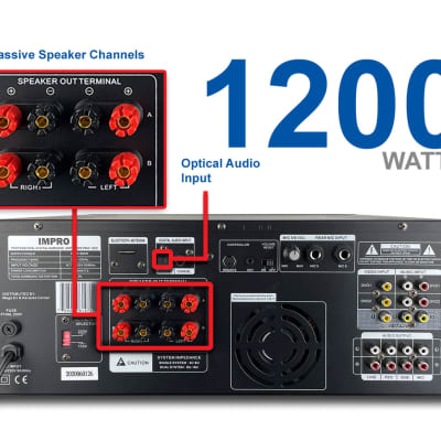 ImPro PMA-1200 1200W Mixing Amplifier Bundle with ImPro UHF-88MXR Wireless Microphones - Gold image 6