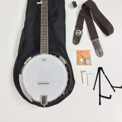 Caraya BJ005 5-String Banjo w/Mahogany Resonator, Milky Top + Free Gig Bag, Digital Tuner, String Set, 4+1 Picks, Stand - 5-String / Resonator for sale