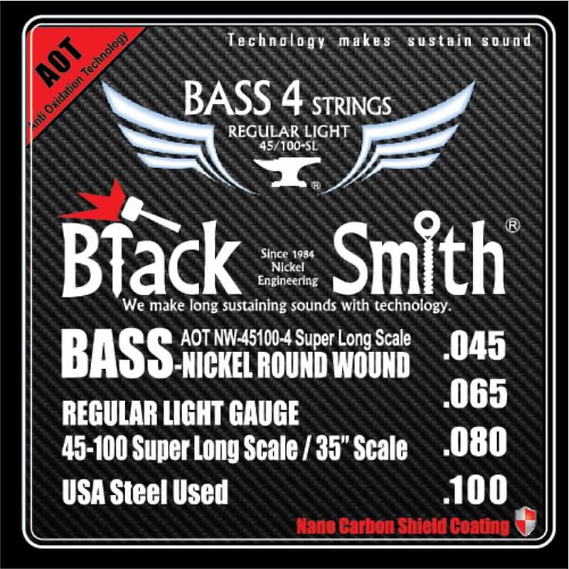 BLACKSMITH Electric Bass 4 String Set,  Nano Carbon Coated - Regular Medium Light 45-105 image 1