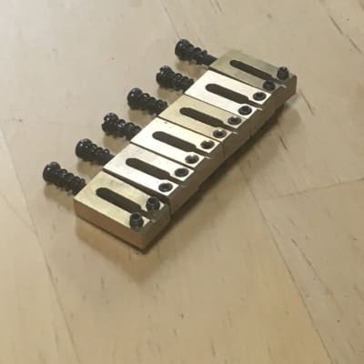 6 Solid Mass Brass Custom Strat Tele Bridge NOS Saddles Relic 10.7mm Wide 54mm Spacing image 6