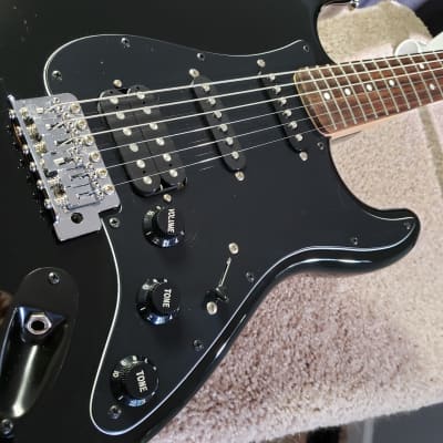 2008 Squire SSH Stratocaster, Black Fat Strat, Restored and Upgraded with Hardshell Case image 8