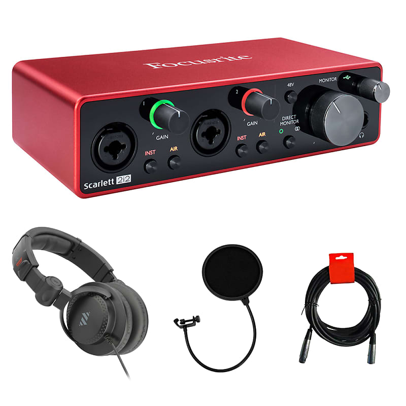 Focusrite Scarlett 2i2 3rd Gen USB Audio Interface Bundle with Polsen  Studio Monitor Headphones, Pop Filter, and XLR-XLR Cable