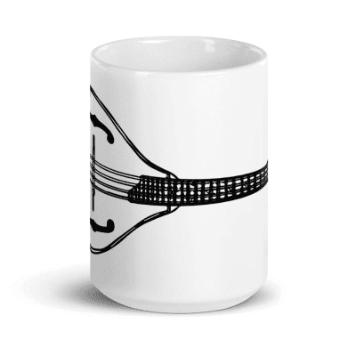 Bellavance Ink 15 Oz Coffee Mug With A-Style Mandolin Musical Instrument Pen And Ink Drawing White image 2