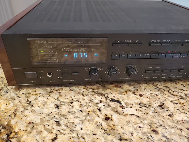 Denon DRA-750 1980&#039;s - Black with Wood side panels  			
