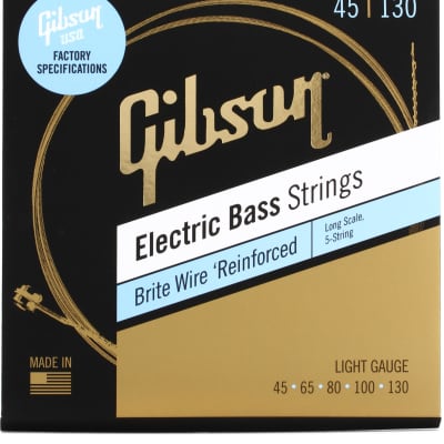 Gibson Accessories SBG5-LSL Brite Wire Electric Bass Guitar Strings - .045-.130 Light Long Scale 5-string for sale