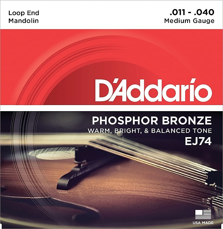 D'Addario EJ74 Phosphor Bronze Loop End Mandolin Strings - .011-.040 Medium image 1