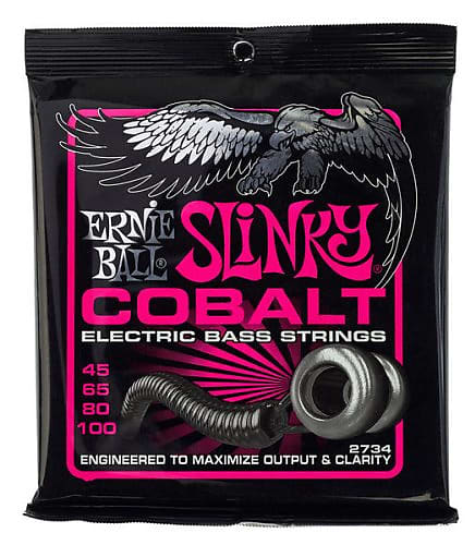 Ernie Ball 2734 Cobalt Hybrid Slinky Electric Bass Strings, 45, 65, 80, 100 image 1