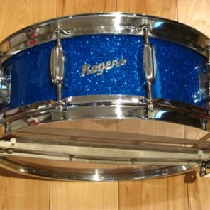 Rogers 5x14 Wood Dynasonic Snare Drum Blue Sparkle 1962 image 4