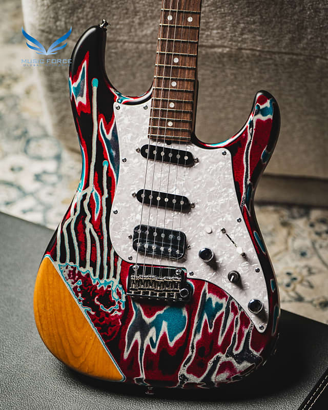 James Tyler USA Studio Elite HD-Ninja Vomit Semi-Gloss SSH w/Bare Arm  Contour, Faux Matching Headstock, Midboost & Bypass Button