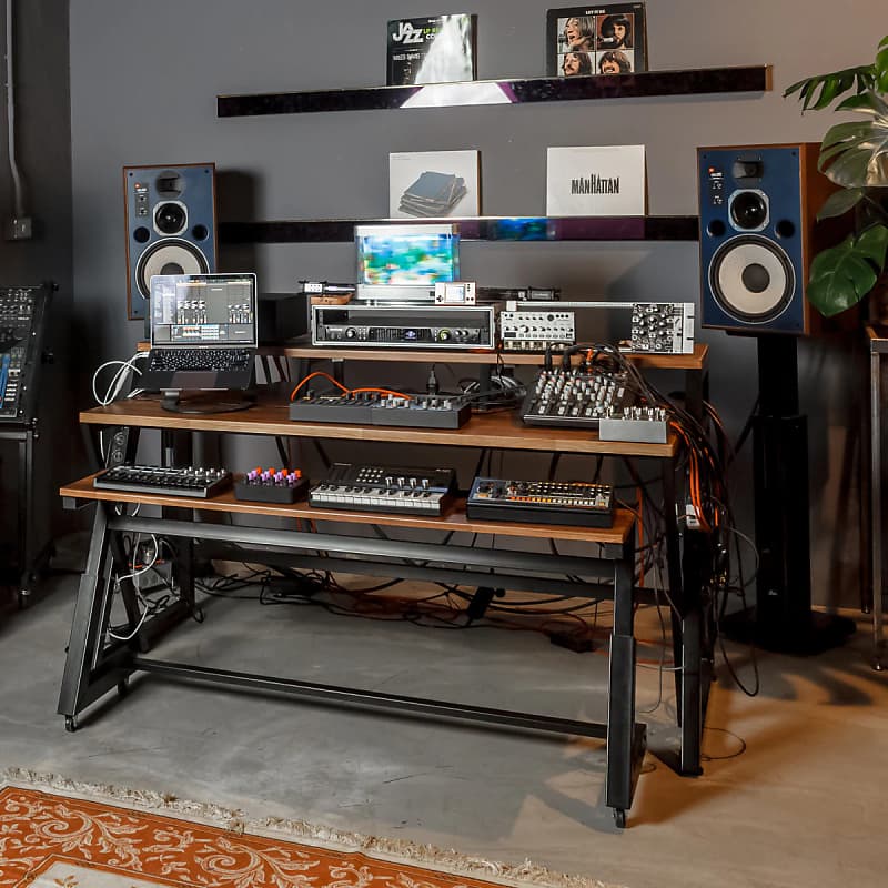 Music Desk, Computer Desk with Keyboard Tray, Studio Desk for Music  Production, Recording Studio Desk for Producer, Modern Work Study PC Desk  with Monitor Shelf, Black 