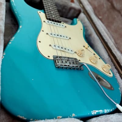 S71 Custom Nitro S Vintage ’78 Faded Daphne Blue Relic. Roasted 3A Flame/ Wenge Large Rev Headstock for sale