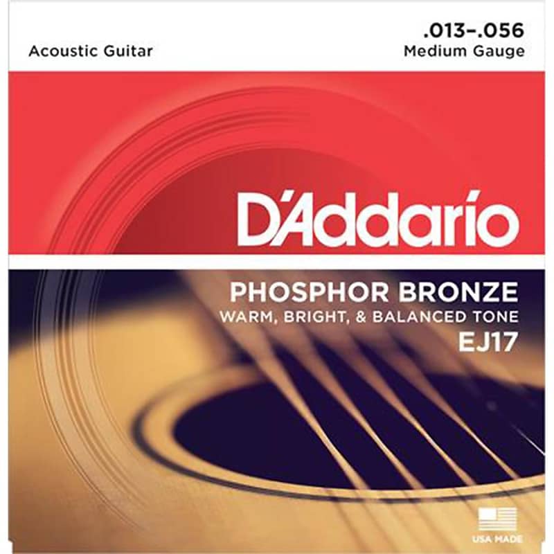 D'Addario EJ17  Phosphor Bronze Acoustic Strings - Medium Gauge 13-56 image 1