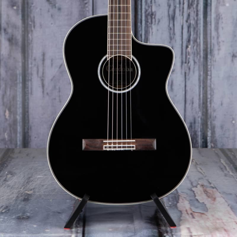 Cordoba Fusion 5 Jet Black Spruce/Mahogany Nylon String Cutaway Acoustic  Guitar w/ Fishman Pickup #6769