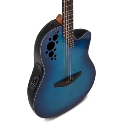 Ovation E-Acoustic Guitar Celebrity Elite Plus Mid Cutaway - Blue Flamed Maple image 7