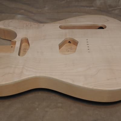 Unfinished Telecaster Body Book Matched Figured Flame Maple Top 2 Piece Alder Back Chambered Very Light 3lbs 4oz! image 8