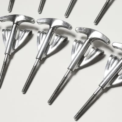Set of (20) Ludwig Bass Drum Tension Rods & (20) Claws, Chrome - 1960's / ALL STRAIGHT image 3