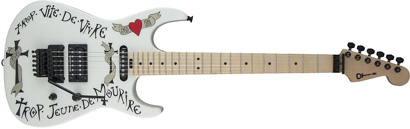CHARVEL - Warren DeMartini USA Signature Frenchie  Maple Fingerboard  Snow White with Frenchie Graphic - 2865055876 image 1