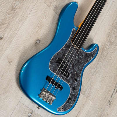 Fender Tony Franklin Fretless Precision Bass, Ebony, Lake Placid Blue image 13