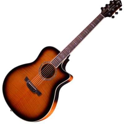 Crafter Noble VTG Vintage Sunburst Small Jumbo Flame Maple Acoustic Guitar Preamp for sale