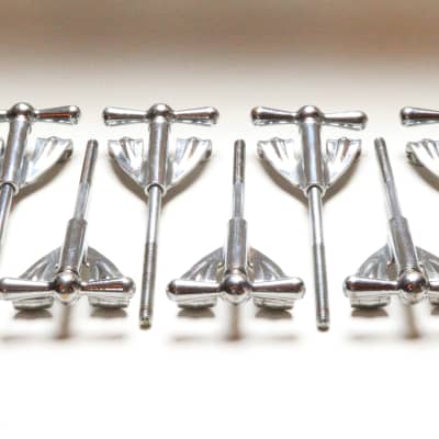 (10) Ludwig Bass Drum Tension Rods & Claws, Faucet Style Handles, 5.25"  Rods - 1960's image 3