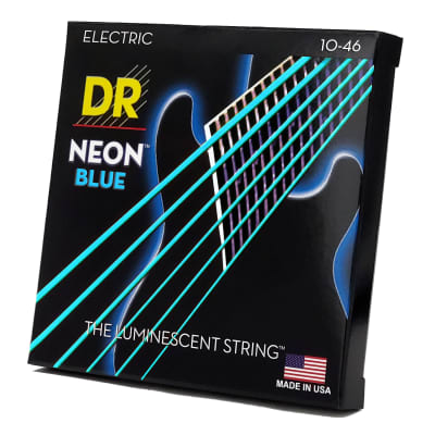 DR Strings Hi-Def Neon Blue Colored Electric Guitar Strings: Medium 10-46 image 3