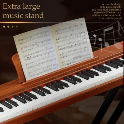 Glarry GPP-110 88 Key Full Size Semi-Weighted Standard Electric Digital Piano with Piano Bench Natural image 3