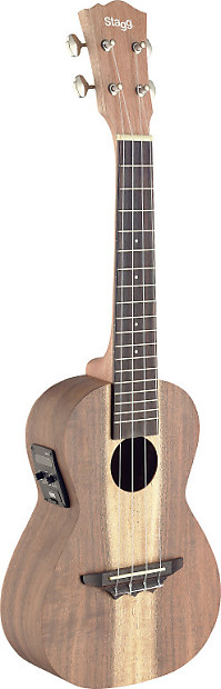 Traditional electro-acoustic concert ukulele with solid acacia top image 1