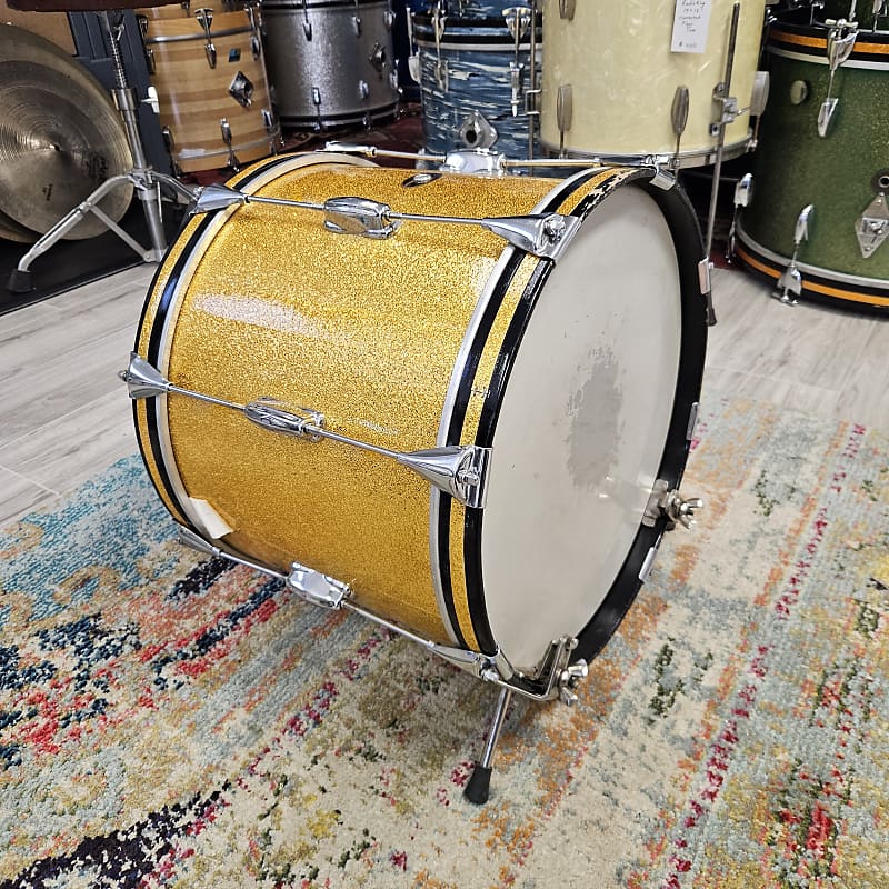 Slingerland 16x12" 3ply Gold Sparkle Bass Drum Wood Hoops w/ Reverb