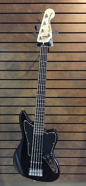 Squier Jaguar 5-string Bass Black (EMG Preamp) | Reverb