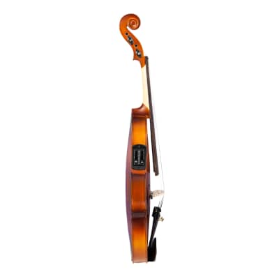 Glarry 4/4 Solid Wood EQ Violin Case Bow Violin Strings Shoulder Rest Electronic Tuner Connecting Wire Cloth 2020s - Matte image 11