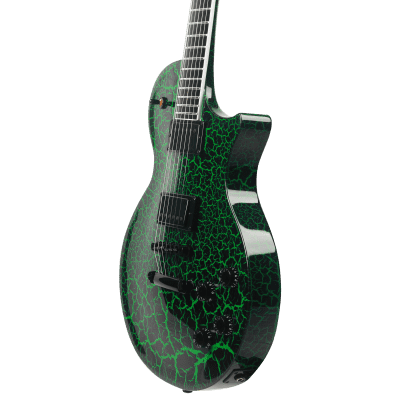 10S GF Modern 1988 Metal Single Cutaway Electric Guitar Green Crackle image 8