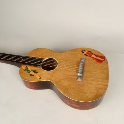 1920's-30's Oahu Hawaiian Square Neck Slide Parlor Acoustic Guitar Cleveland Made w/Girlies image 3