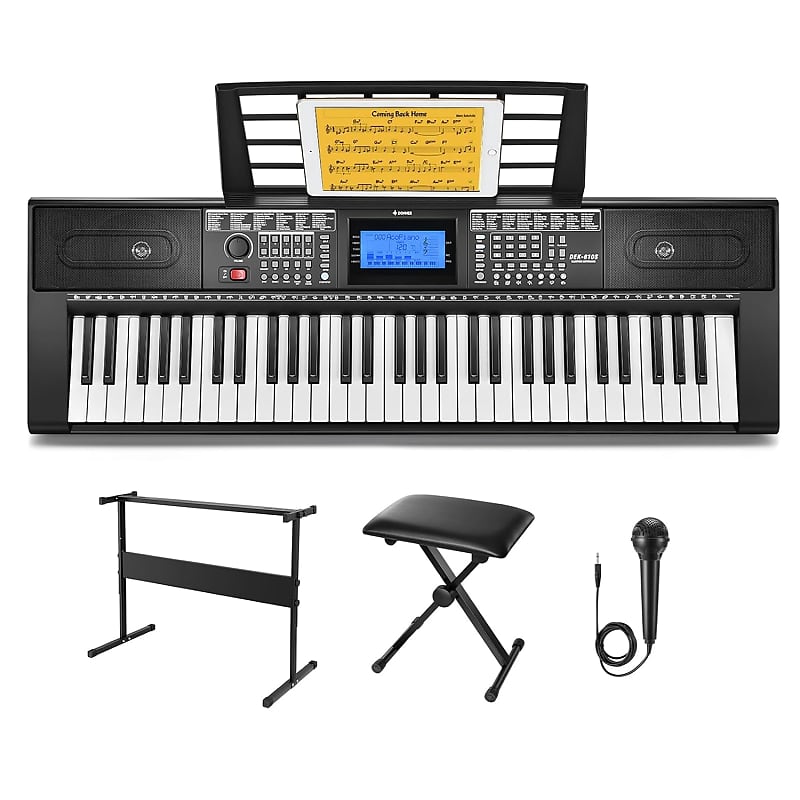 Donner Keyboard Piano, 61 Key Piano Keyboard for Beginner/Professional,  Electric Piano with Microphone & Piano App, Supports MP3/USB