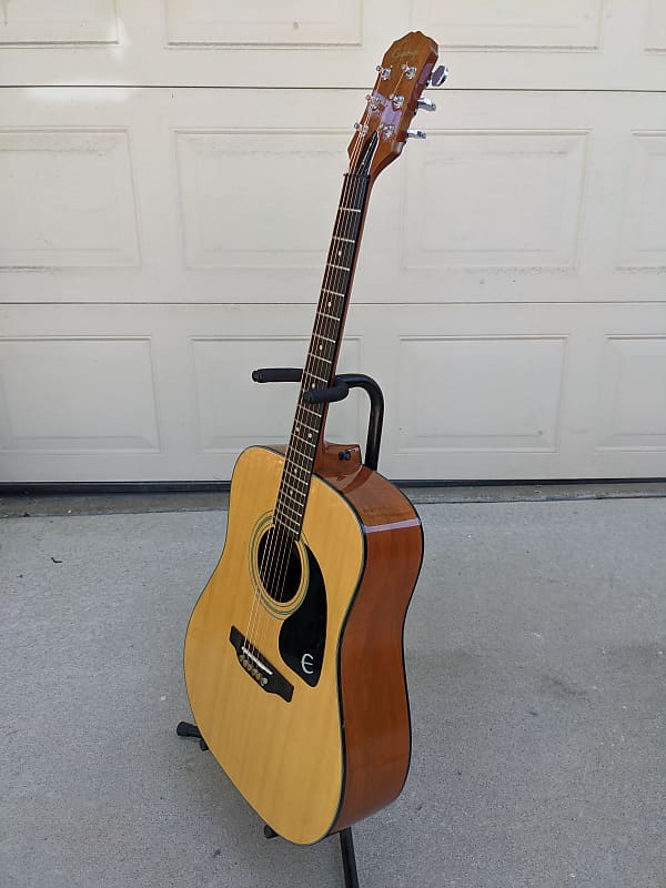 1996 Epiphone PR200 NA Natural MIK acoustic guitar with gig bag and  upgraded tuners. Great Guitar!