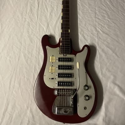 Teisco WG-4L Electric Guitar MIJ Japan W/ Chip Board Case Vintage 1960s Red image 1