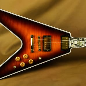 Gibson Flamethrower Flying V Ultima Bourbon Burst Custom Electric Guitar image 3